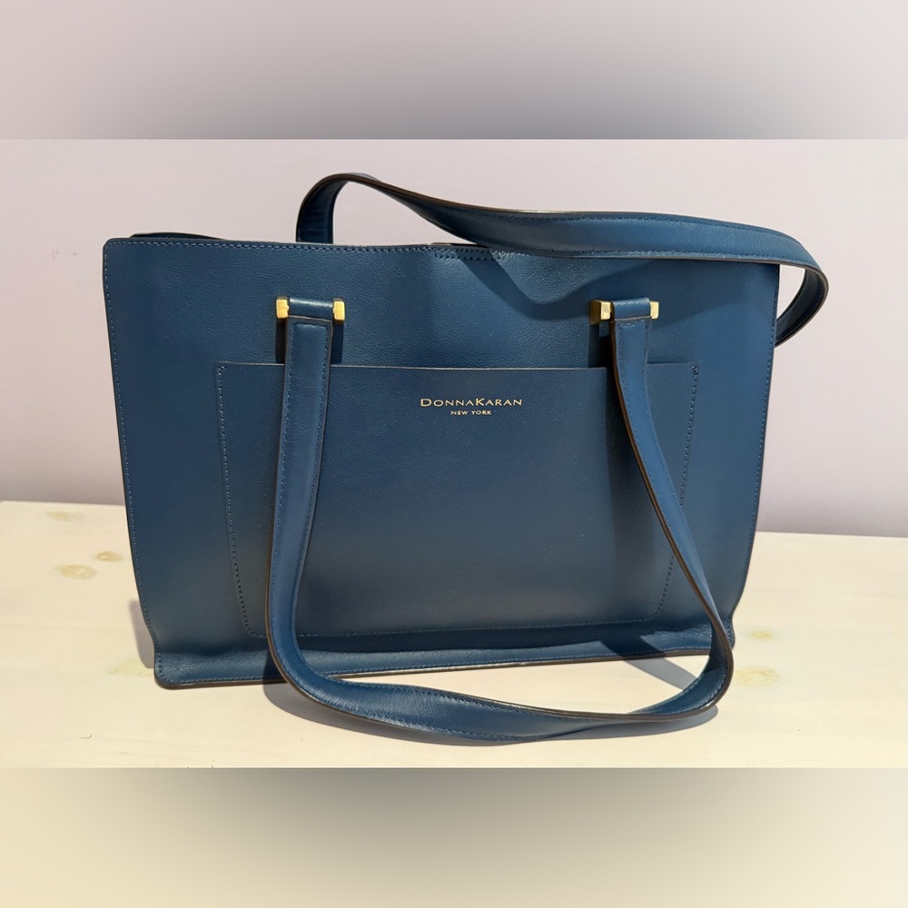 Donna Karan Collection Teal Calf Leather Shoulder Bag